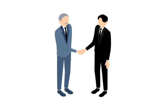Businessmen shaking hands, images of business scenes, isometric - Vector, Image