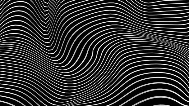 Linha de onda curva preto e branco fundo abstrato. - Foto, Imagem