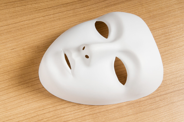 Theatre concept with the white plastic masks - Φωτογραφία, εικόνα