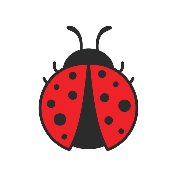 Vector cartoon cute black polka dot red ladybug Isolated on background - Διάνυσμα, εικόνα