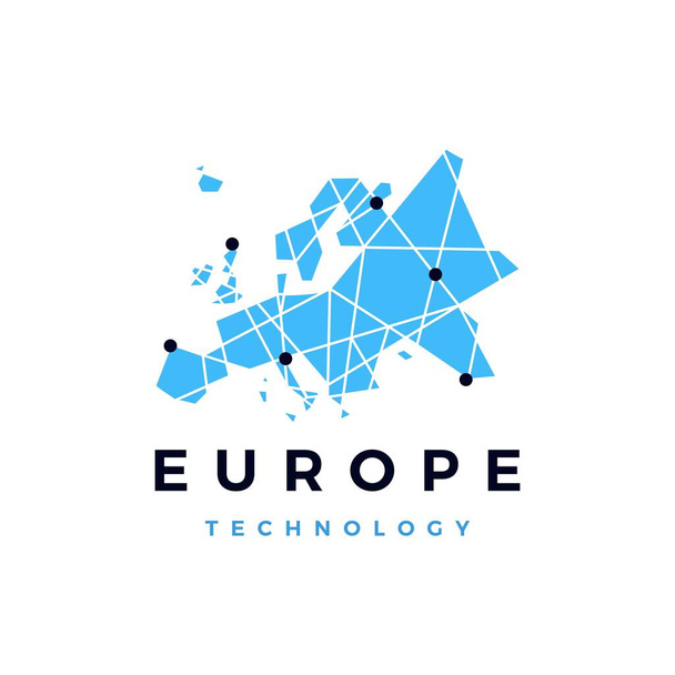 europa tecnologia connessione geometrica logo poligonale icona vettoriale illustrazione - Vettoriali, immagini