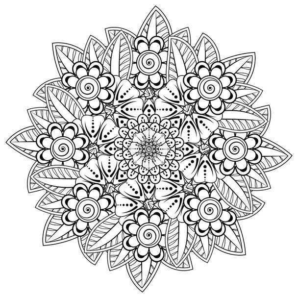 Mehndi bloem voor henna, mehndi, tatoeage, decoratie. decoratieve ornament in etnische oosterse stijl. kleurboek pagina. - Vector, afbeelding