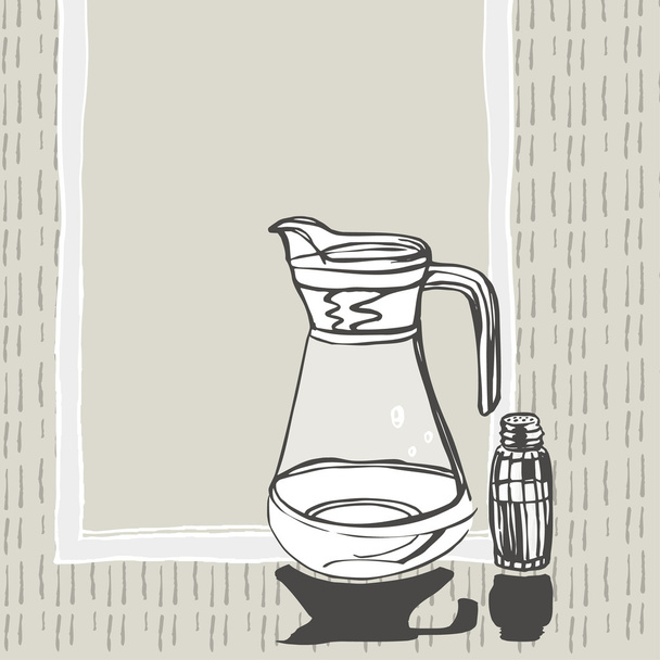 jug near the window - Vettoriali, immagini