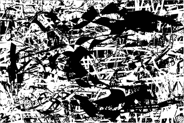 Gestresste achtergrond in zwart-wit textuur met krassen en lijnen. Abstracte vectorillustratie. - Vector, afbeelding