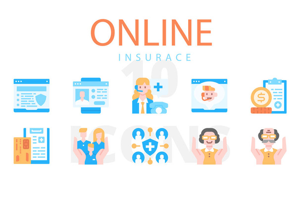 vector ilustración conjunto de iconos de seguros en línea - Vector, Imagen
