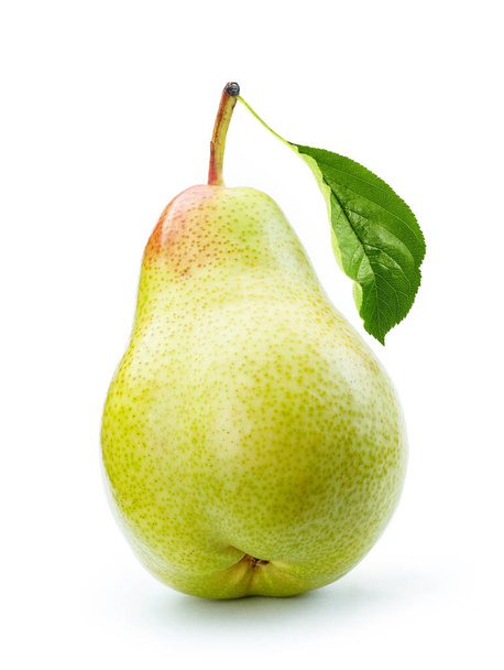 pear with leaf on white background - Photo, Image