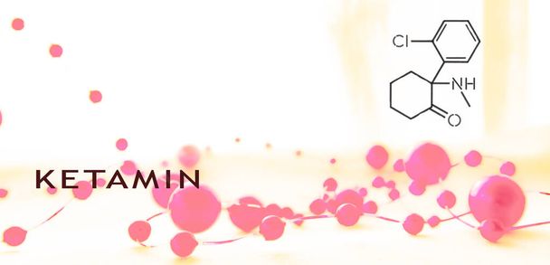 ケタミン。解離性ケタミンだ。化学式分子構造。あなたのデザインのイラストの背景. - 写真・画像