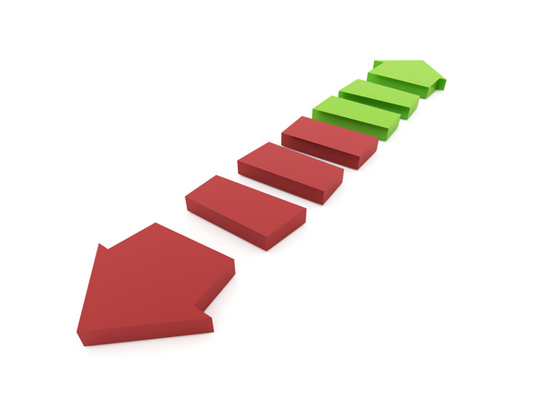 Red and green business arrows - Φωτογραφία, εικόνα
