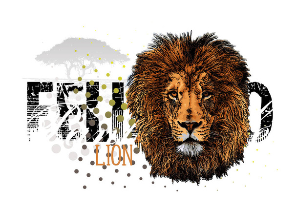  lion banner vector illustration - Vector, Image