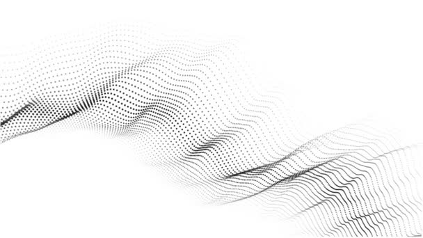 Un'onda di particelle in movimento. Illustrazione astratta 3d su sfondo bianco. - Filmati, video