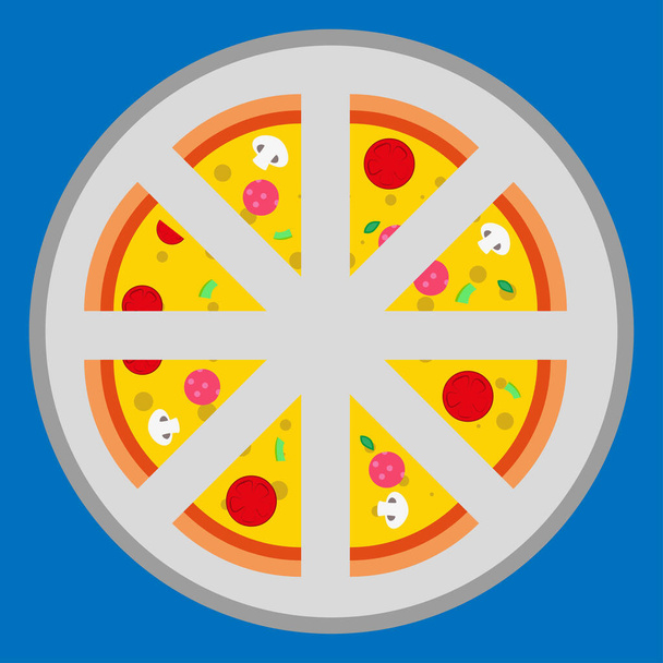 Pizza sur un plateau. Tranche de pizza, tranche végétarienne. Illustration de menu alimentaire isolé. pizza vectorielle .Illustration vectorielle - Vecteur, image