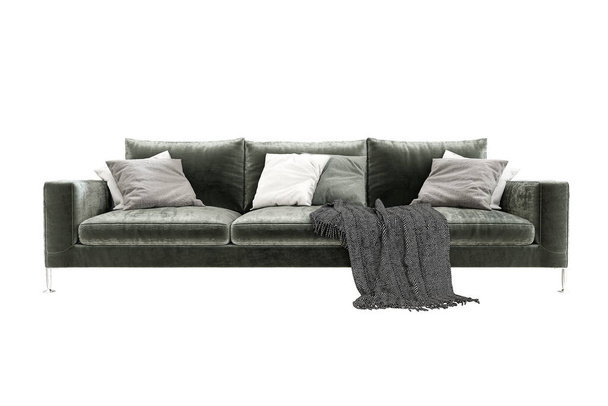 agradável sofá de tecido moderno com fundo branco - Foto, Imagem
