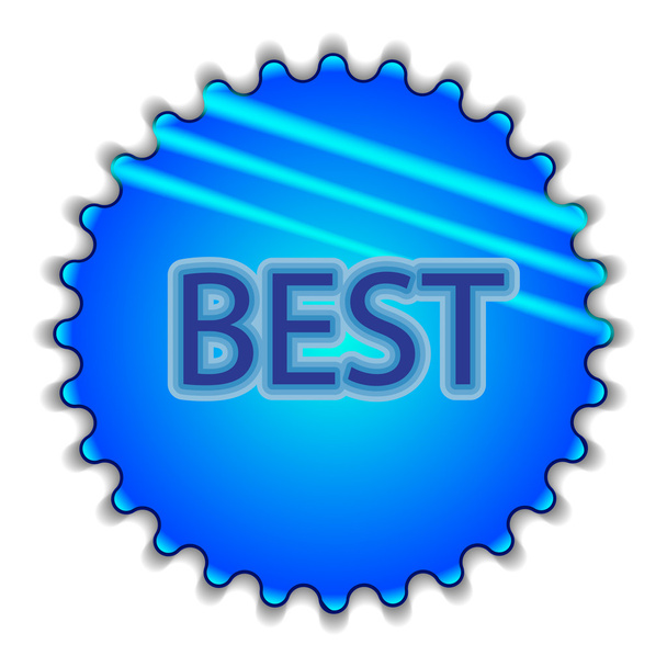 grote blauwe knop met het label "beste" - Vector, afbeelding