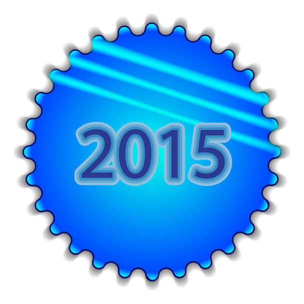 nagy kék gomb feliratú "2015-ig" - Vektor, kép