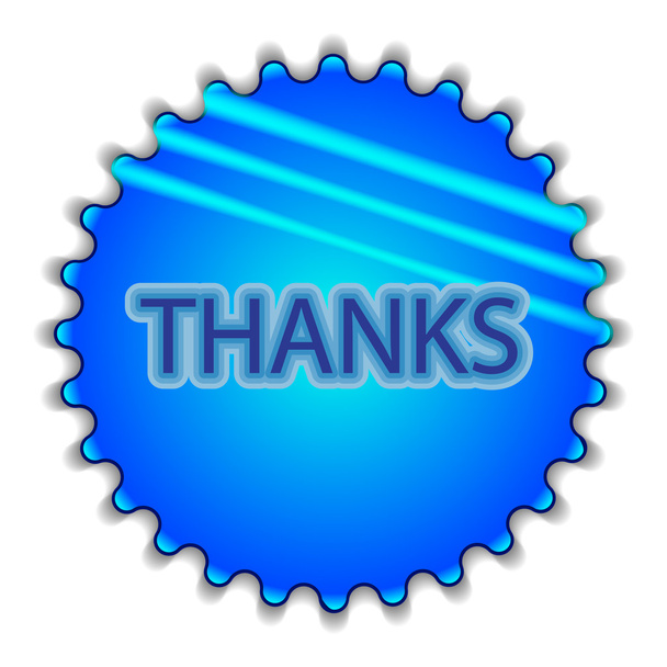 großer blauer Knopf mit der Aufschrift "Danke" - Vektor, Bild