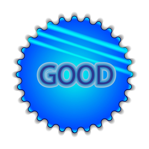 großer blauer Knopf mit der Aufschrift "gut" - Vektor, Bild