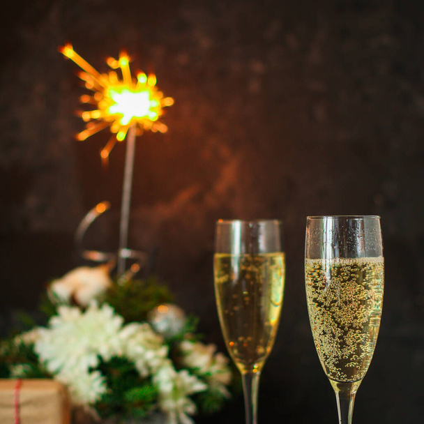sfondo di Natale con champagne  - Foto, immagini