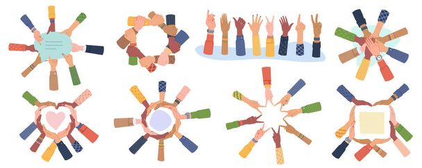 Set diversity hands, teamwork, peace and freedom - Vektor, obrázek