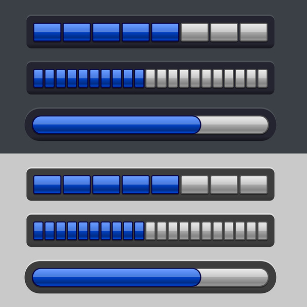 Blue Striped Progress Bar Set - ベクター画像