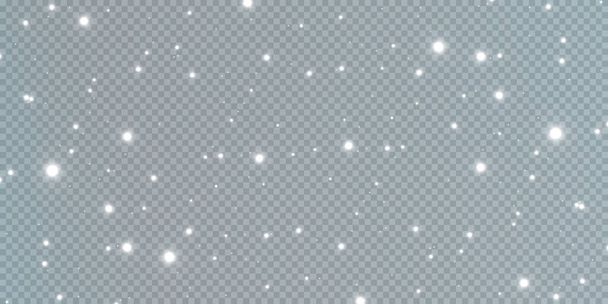 Sparkling magic dust. On a textural white and black background. Celebration abstract background of light and silver glittering dust particles and stars. Magical effect. Festive vector illustration. - Vector, Image
