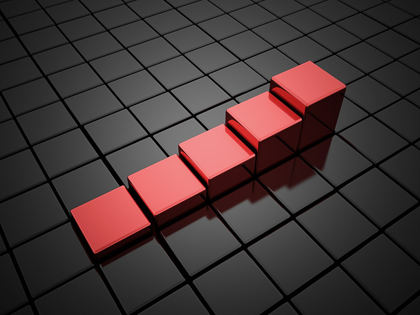 Red graph from cubes  - Photo, image