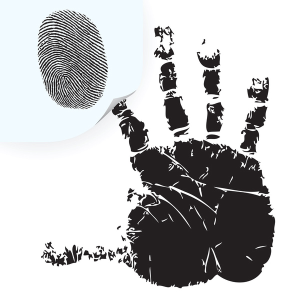 Отпечаток пальца на наклейке
 - Вектор,изображение