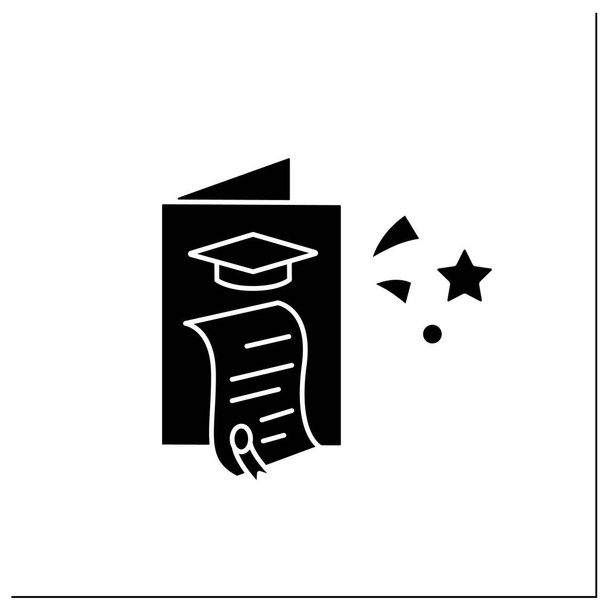 ícone de glifo cartão de graduação - Vetor, Imagem