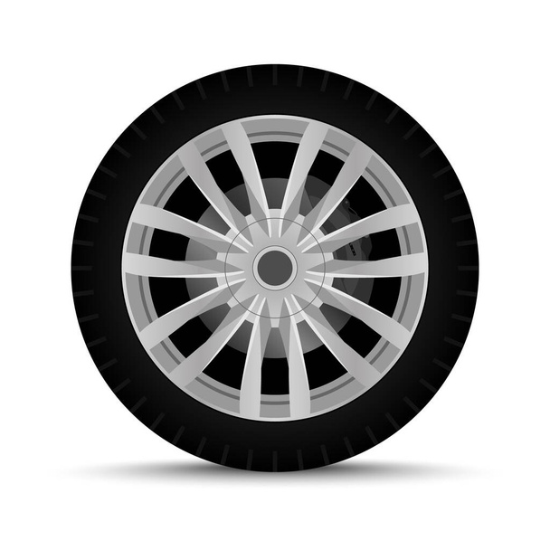 Car wheel. Tire with brake system - Vector, Image
