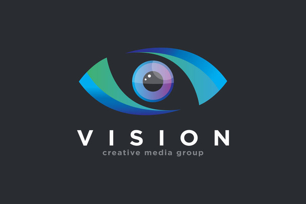 Eye Logo vetor de design. Ícone de mídia. Logotipo de Visão Criativa - Vetor, Imagem