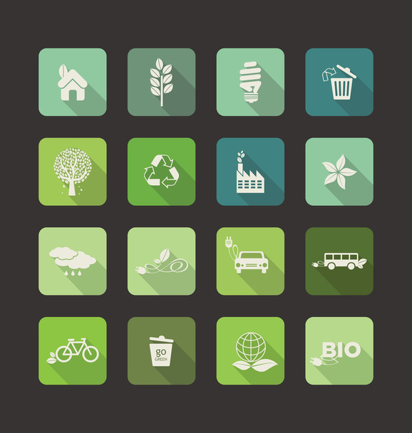 Ecology vector flat icons set - Vector, Image