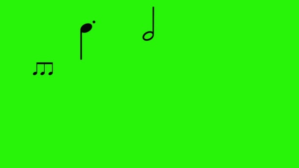 Notas de música signos elementos de animación en la tecla croma pantalla verde - Imágenes, Vídeo