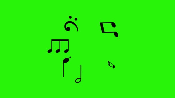 Music notes signs animation elements on green screen chroma key - Footage, Video