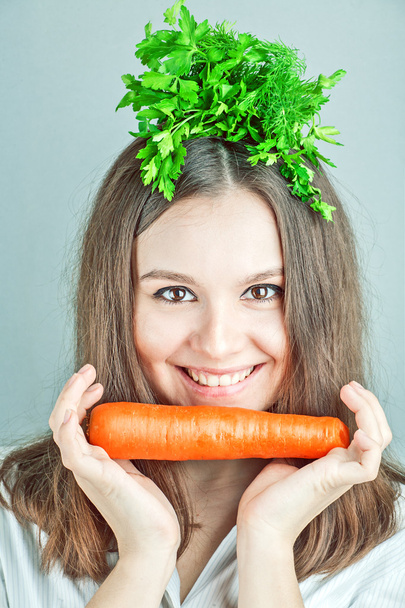 Здорова дівчина з овочами
 - Фото, зображення