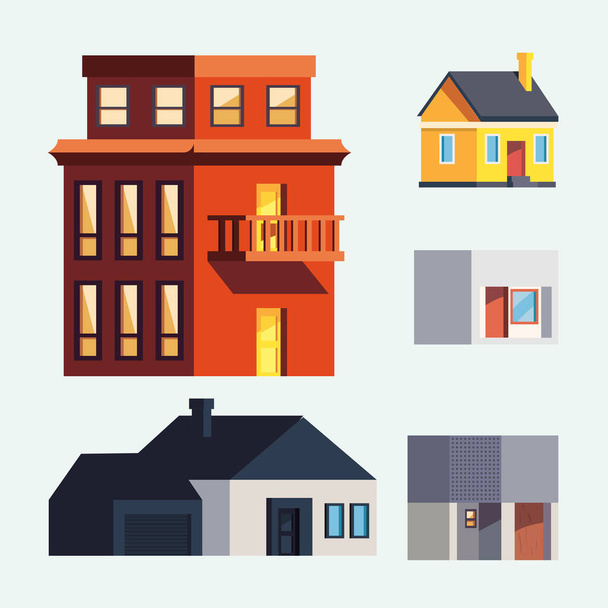 Conjunto de símbolos de casas - Vetor, Imagem