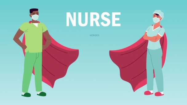 internacional enfermeira dia lettering com heros casal - Filmagem, Vídeo