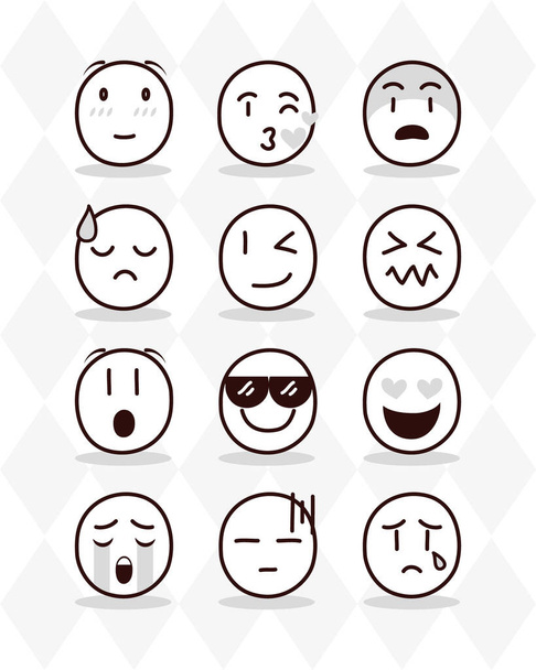 Emoji-Gefühle eingestellt - Vektor, Bild
