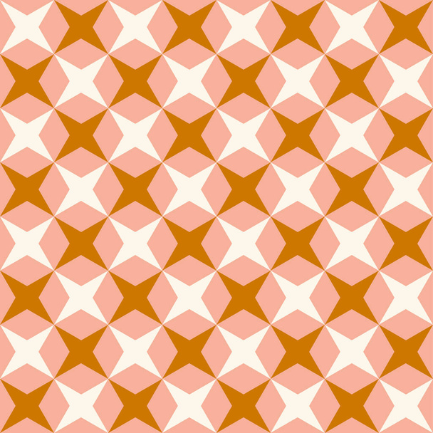 Sterrenvormig geruite retro stijl patroon in roze. Vector naadloos patroon ontwerp voor textiel, mode, papier, verpakking, verpakking en branding - Vector, afbeelding