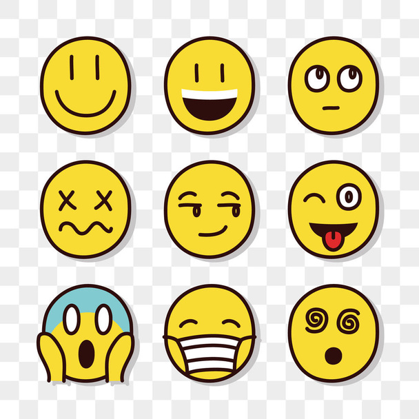 emojis tváře nastaveny - Vektor, obrázek