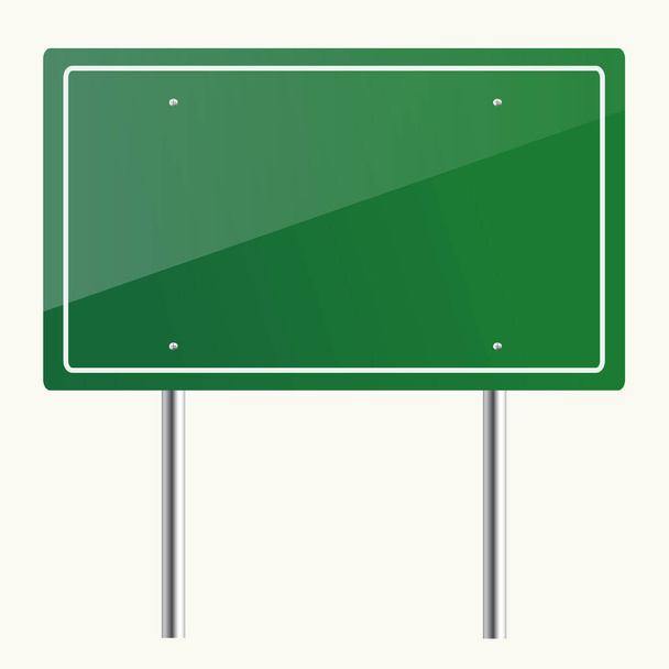 白い背景に空白の緑の交通標識 - ベクター画像