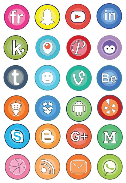 Социальные медиа логотипы Facebook, Twitter, Instagram, Pinterest, Snapchat, WeChat, Flickr, Google Plus. Сан-Франциско, США, март 2021 года - Фото, изображение