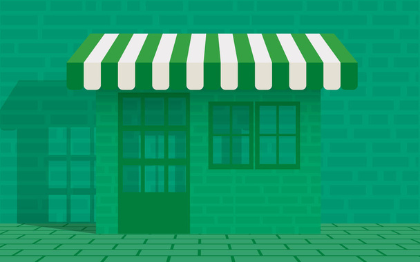 плоский зелений магазин на зеленій стіні
 - Вектор, зображення
