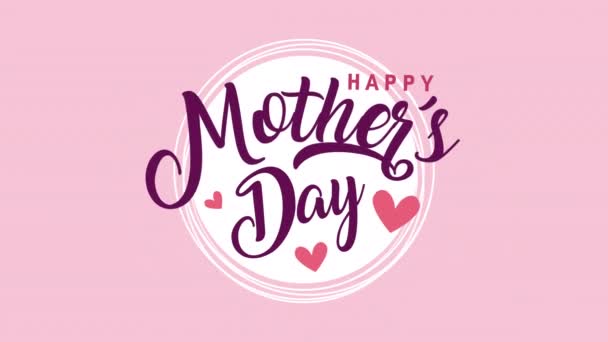 happy mothers day lettering with hearts love - Filmmaterial, Video