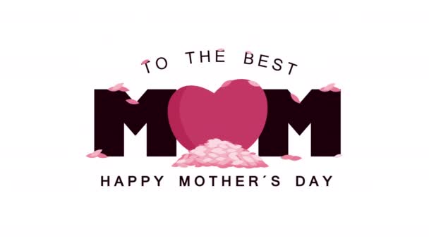 happy mom day lettering with heart and petals - Filmmaterial, Video