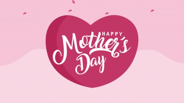 happy mothers day lettering in heart love - Filmmaterial, Video