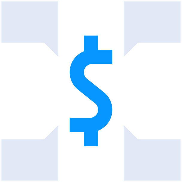 ícone dólar de comunicação de negócios em estilo plano - Vetor, Imagem