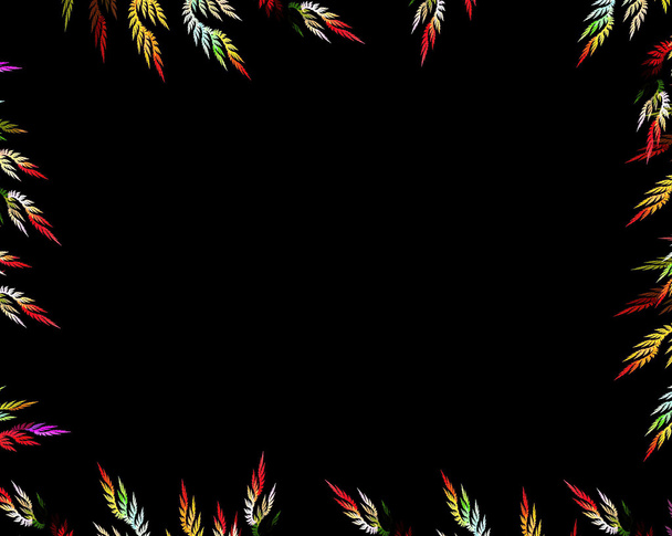 Multicolor fractal flower on black background. Computer generated graphics. - Фото, изображение