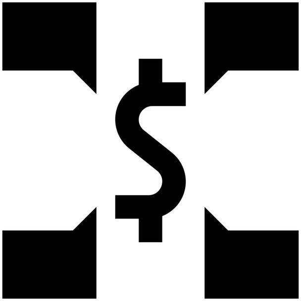ícone de dólar de comunicação empresarial em estilo sólido - Vetor, Imagem