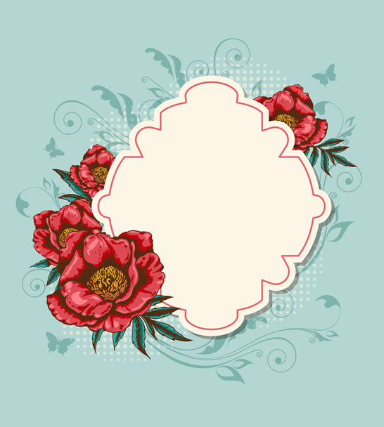 Label and red peony - Vecteur, image