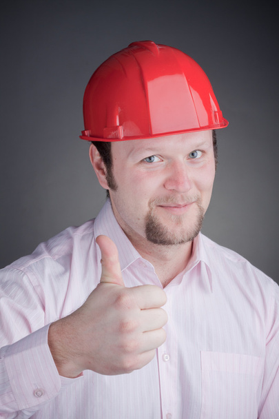 Young Engineer With Thumb Up - 写真・画像