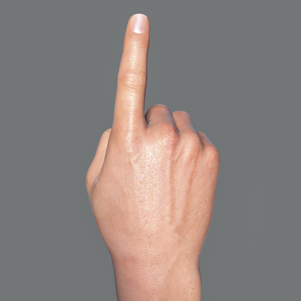 Lengua de señas británica, australiana y neozelandesa (BANZSL) número de signo 1, ilustración 3D - Foto, Imagen